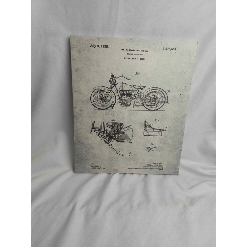 1928 Harley Davidson Cycle Support Patent Art Canvas Print Wall Decor 9x12